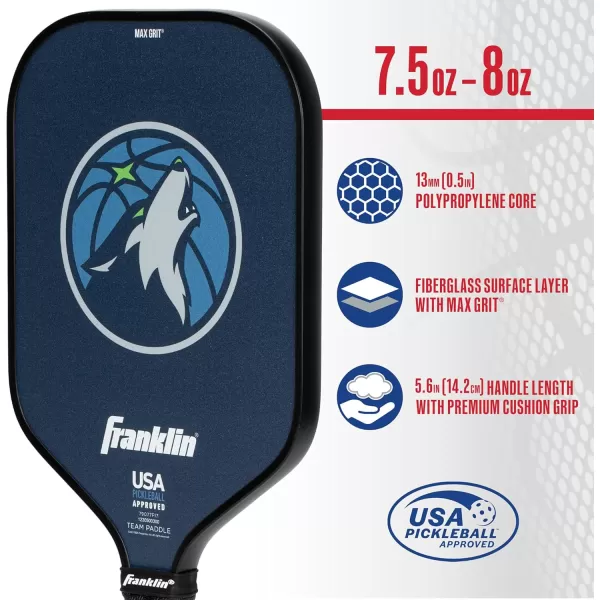 imageFranklin Sports NBA Pickleball Paddle  Official NBA Team Pickleball Paddles  USAP USAPA Approved Premium Quality Pickleball Paddles  Authentic Team Logos  ColorsMinnesota Timberwolves