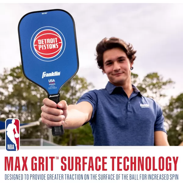 imageFranklin Sports NBA Pickleball Paddle  Official NBA Team Pickleball Paddles  USAP USAPA Approved Premium Quality Pickleball Paddles  Authentic Team Logos  ColorsDetroit Pistons