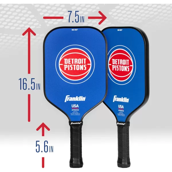 imageFranklin Sports NBA Pickleball Paddle  Official NBA Team Pickleball Paddles  USAP USAPA Approved Premium Quality Pickleball Paddles  Authentic Team Logos  ColorsDetroit Pistons