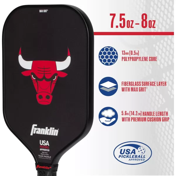 imageFranklin Sports NBA Pickleball Paddle  Official NBA Team Pickleball Paddles  USAP USAPA Approved Premium Quality Pickleball Paddles  Authentic Team Logos  ColorsChicago Bulls