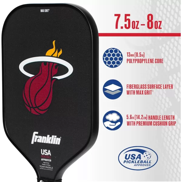 imageFranklin Sports NBA Pickleball Paddle  Official NBA Team Pickleball Paddles  USAP USAPA Approved Premium Quality Pickleball Paddles  Authentic Team Logos  ColorsMiami Heat