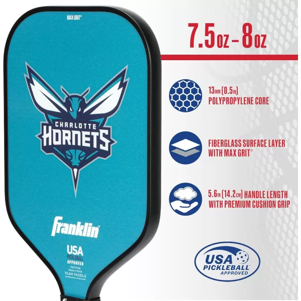 imageFranklin Sports NBA Pickleball Paddle  Official NBA Team Pickleball Paddles  USAP USAPA Approved Premium Quality Pickleball Paddles  Authentic Team Logos  ColorsCharlotte Hornets