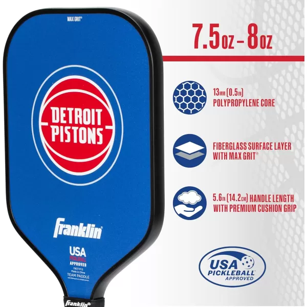 imageFranklin Sports NBA Pickleball Paddle  Official NBA Team Pickleball Paddles  USAP USAPA Approved Premium Quality Pickleball Paddles  Authentic Team Logos  ColorsDetroit Pistons