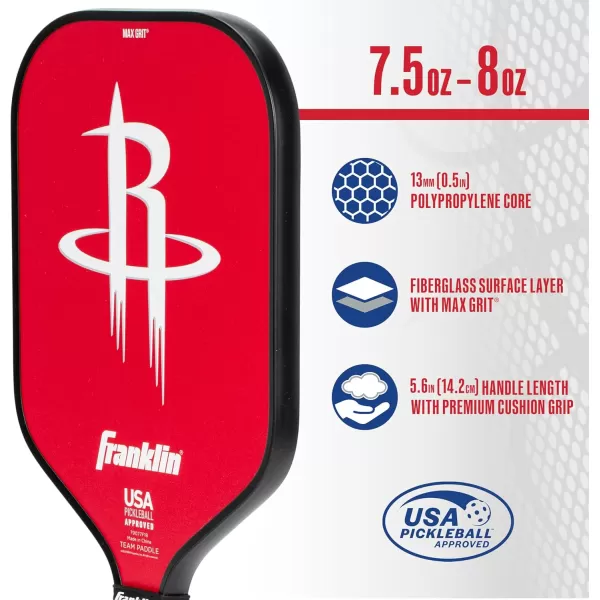 imageFranklin Sports NBA Pickleball Paddle  Official NBA Team Pickleball Paddles  USAP USAPA Approved Premium Quality Pickleball Paddles  Authentic Team Logos  ColorsHouston Rockets