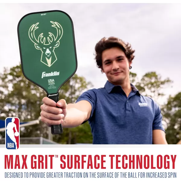 imageFranklin Sports NBA Pickleball Paddle  Official NBA Team Pickleball Paddles  USAP USAPA Approved Premium Quality Pickleball Paddles  Authentic Team Logos  ColorsMilwaukee Bucks