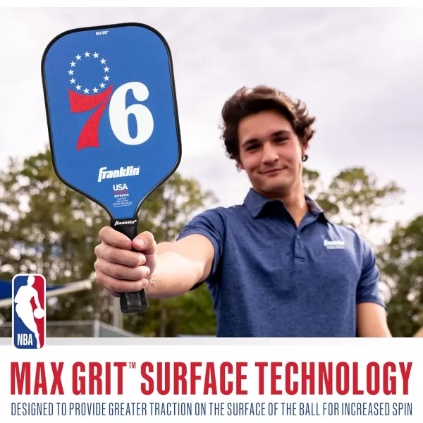imageFranklin Sports NBA Pickleball Paddle  Official NBA Team Pickleball Paddles  USAP USAPA Approved Premium Quality Pickleball Paddles  Authentic Team Logos  ColorsPhiladelphia 76ers