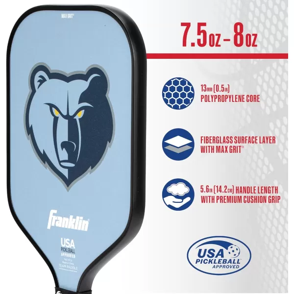 imageFranklin Sports NBA Pickleball Paddle  Official NBA Team Pickleball Paddles  USAP USAPA Approved Premium Quality Pickleball Paddles  Authentic Team Logos  ColorsMemphis Grizzlies