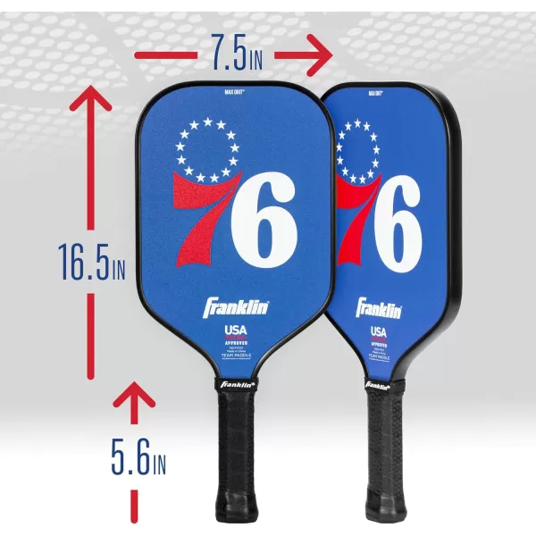 imageFranklin Sports NBA Pickleball Paddle  Official NBA Team Pickleball Paddles  USAP USAPA Approved Premium Quality Pickleball Paddles  Authentic Team Logos  ColorsPhiladelphia 76ers
