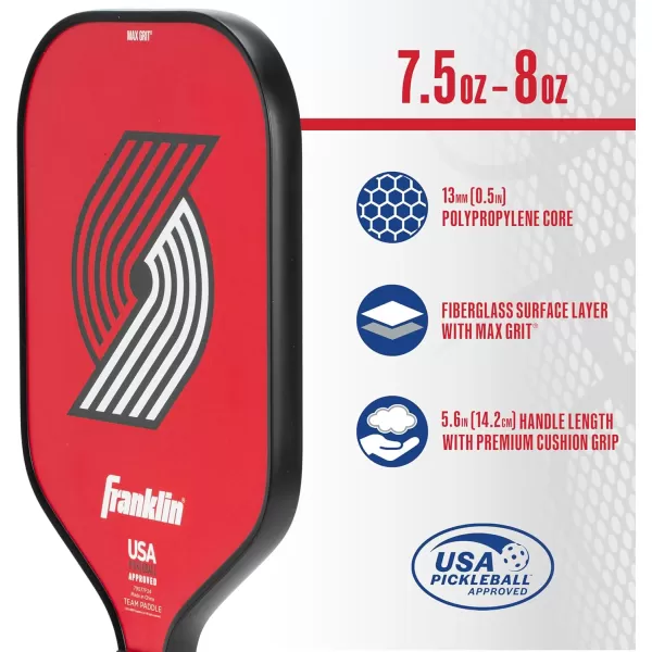 imageFranklin Sports NBA Pickleball Paddle  Official NBA Team Pickleball Paddles  USAP USAPA Approved Premium Quality Pickleball Paddles  Authentic Team Logos  ColorsPortland Trail Blazers