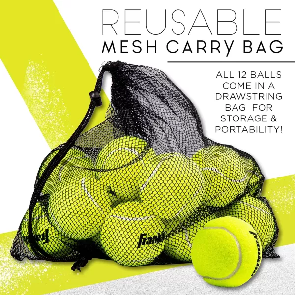 imageFranklin Sports Pressureless Tennis Balls  Official Size Low Pressure Tennis Balls  Great for Training  Practice  Low Bounce Tennis Balls  All Court Surface Tennis Balls  Carry Bag Included12 Balls