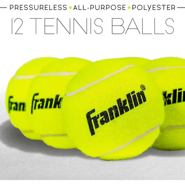 imageFranklin Sports Pressureless Tennis Balls  Official Size Low Pressure Tennis Balls  Great for Training  Practice  Low Bounce Tennis Balls  All Court Surface Tennis Balls  Carry Bag Included12 Balls