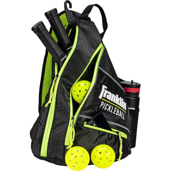 imageFranklin Sports Sling Bag Backpack for Pickleball Gear  Equipment  Holds Paddles Balls  Accessories  Official US Open Bag for Men  WomenBlackGreen