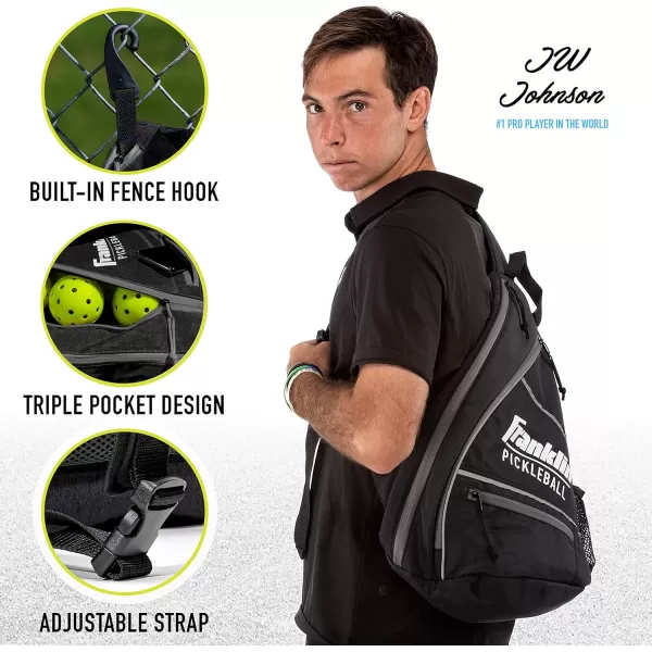 imageFranklin Sports Sling Bag Backpack for Pickleball Gear  Equipment  Holds Paddles Balls  Accessories  Official US Open Bag for Men  WomenCharcoal Gray