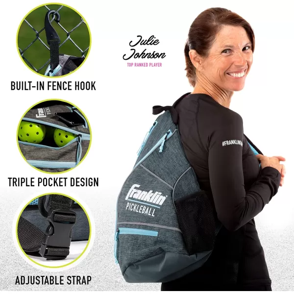 imageFranklin Sports Sling Bag Backpack for Pickleball Gear  Equipment  Holds Paddles Balls  Accessories  Official US Open Bag for Men  WomenGrayBlue