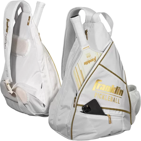 imageFranklin Sports Sling Bag Backpack for Pickleball Gear  Equipment  Holds Paddles Balls  Accessories  Official US Open Bag for Men  WomenWhiteGold