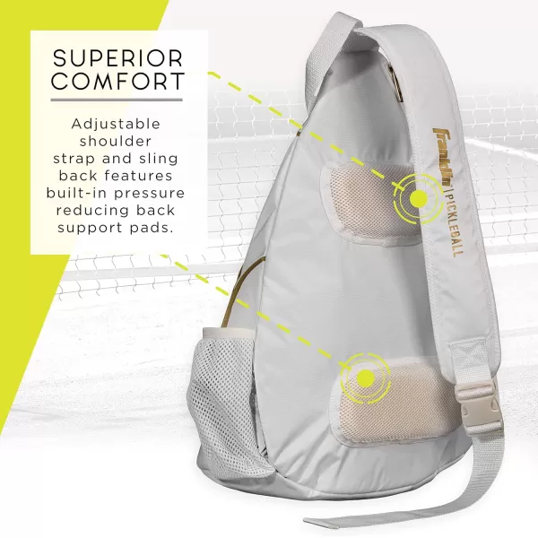 imageFranklin Sports Sling Bag Backpack for Pickleball Gear  Equipment  Holds Paddles Balls  Accessories  Official US Open Bag for Men  WomenWhiteGold