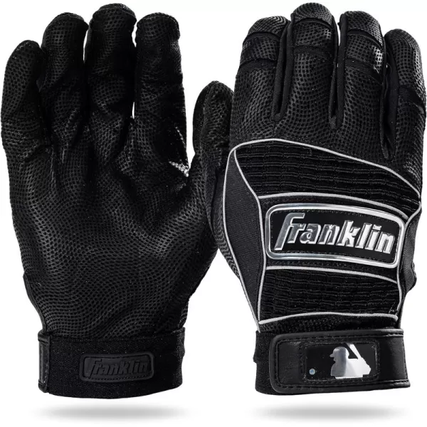 imageFranklin Sports MLB Batting Gloves  Neo Classic II Adult Batting Gloves Pair  Baseball  Softball Batting GlovesBlackSilver Chrome