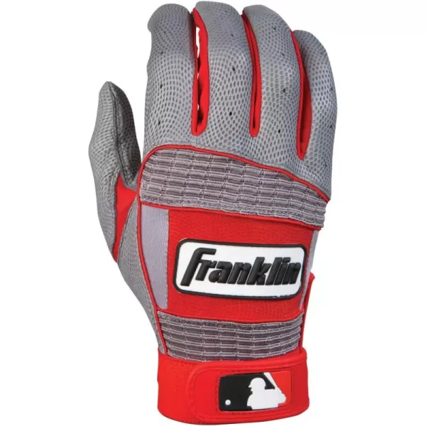 imageFranklin Sports MLB Batting Gloves  Neo Classic II Adult Batting Gloves Pair  Baseball  Softball Batting GlovesGrayRed