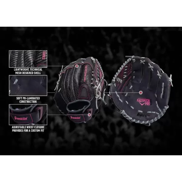 Franklin Sports Fastpitch Pro Series Softball Gloves  Right or Left Hand Throw  Adult and Youth Sizes  11in 115in 12in 125in and 13in Size MittsPink