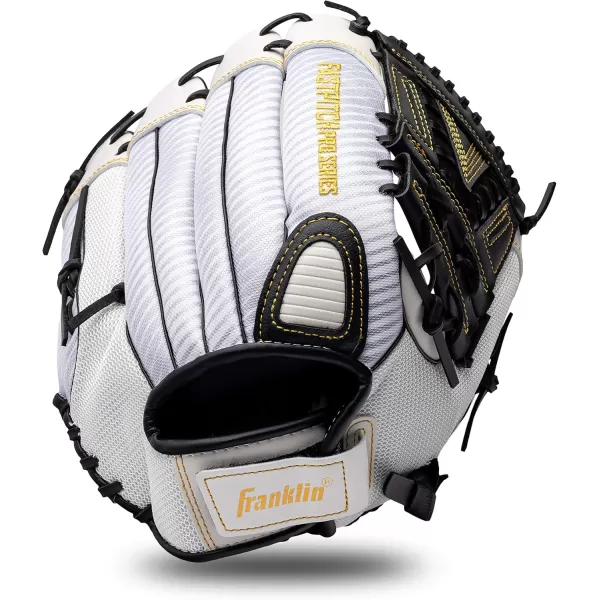 Franklin Sports Fastpitch Pro Series Softball Gloves  Right or Left Hand Throw  Adult and Youth Sizes  11in 115in 12in 125in and 13in Size MittsWhiteGold
