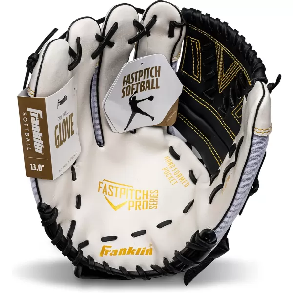 Franklin Sports Fastpitch Pro Series Softball Gloves  Right or Left Hand Throw  Adult and Youth Sizes  11in 115in 12in 125in and 13in Size MittsWhiteGold