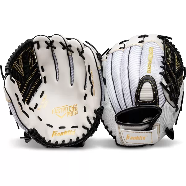 Franklin Sports Fastpitch Pro Series Softball Gloves  Right or Left Hand Throw  Adult and Youth Sizes  11in 115in 12in 125in and 13in Size MittsWhiteGold