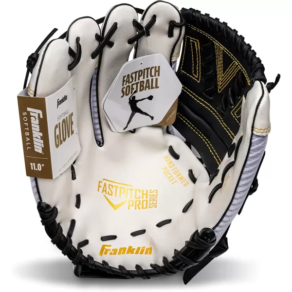 Franklin Sports Fastpitch Pro Series Softball Gloves  Right or Left Hand Throw  Adult and Youth Sizes  11in 115in 12in 125in and 13in Size MittsWhiteGold