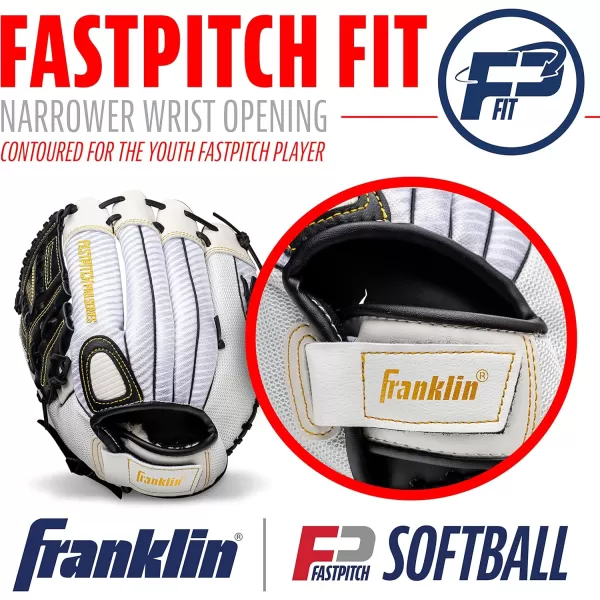 Franklin Sports Fastpitch Pro Series Softball Gloves  Right or Left Hand Throw  Adult and Youth Sizes  11in 115in 12in 125in and 13in Size MittsWhiteGold