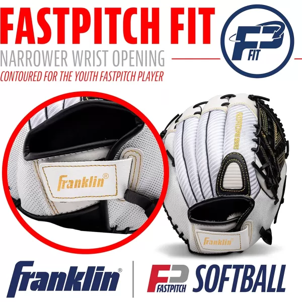 Franklin Sports Fastpitch Pro Series Softball Gloves  Right or Left Hand Throw  Adult and Youth Sizes  11in 115in 12in 125in and 13in Size MittsWhiteGold