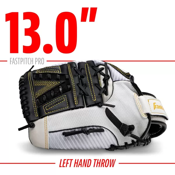 Franklin Sports Fastpitch Pro Series Softball Gloves  Right or Left Hand Throw  Adult and Youth Sizes  11in 115in 12in 125in and 13in Size MittsWhiteGold