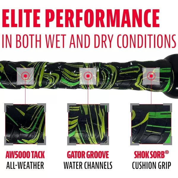 Franklin Sports Gator Grip  Baseball Bat Grip TapeBlackGreenYellow