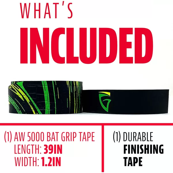 Franklin Sports Gator Grip  Baseball Bat Grip TapeBlackGreenYellow