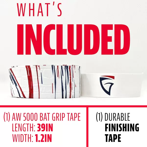 Franklin Sports Gator Grip  Baseball Bat Grip TapeWhiteNavyRed