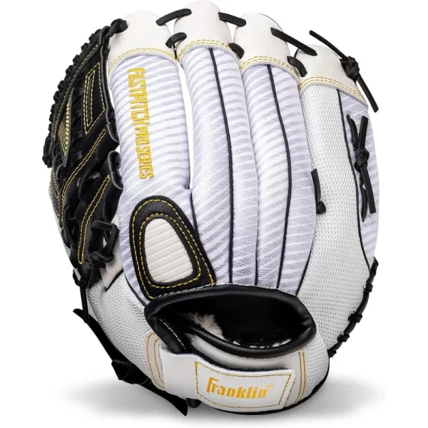 Franklin Sports Fastpitch Pro Series Softball Gloves  Right or Left Hand Throw  Adult and Youth Sizes  11in 115in 12in 125in and 13in Size MittsWhiteGold