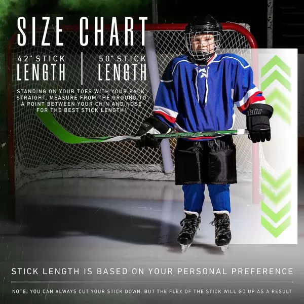 imageFranklin Sports Kids Ice Hockey Sticks  Ripper Junior  Youth Composite Hockey Sticks  Righty  Lefty 50Flex Ice Hockey Sticks  Textured Grip  55quot Inch  42quot Inch Youth Hockey SticksOlive