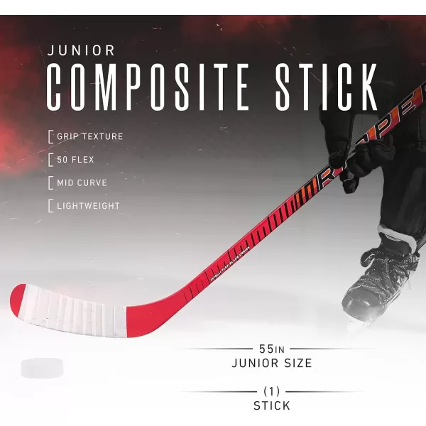imageFranklin Sports Kids Ice Hockey Sticks  Ripper Junior  Youth Composite Hockey Sticks  Righty  Lefty 50Flex Ice Hockey Sticks  Textured Grip  55quot Inch  42quot Inch Youth Hockey SticksRed