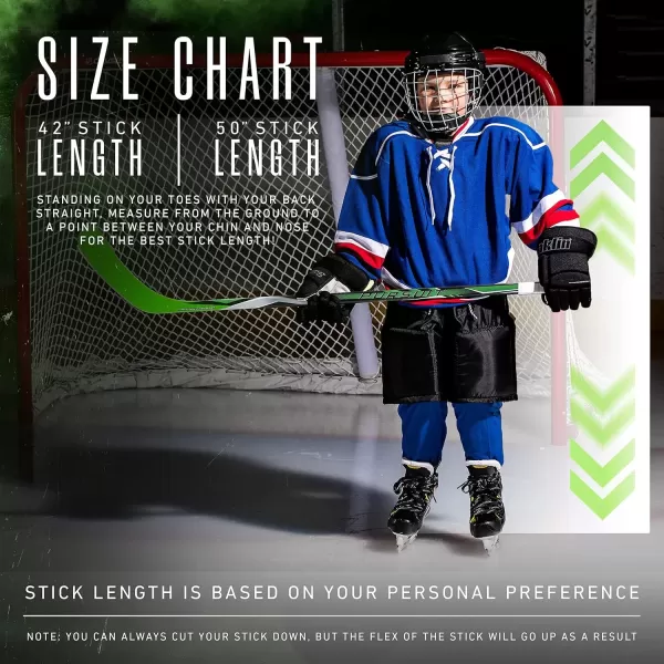 imageFranklin Sports Kids Ice Hockey Sticks  Ripper Junior  Youth Composite Hockey Sticks  Righty  Lefty 50Flex Ice Hockey Sticks  Textured Grip  55quot Inch  42quot Inch Youth Hockey SticksOlive