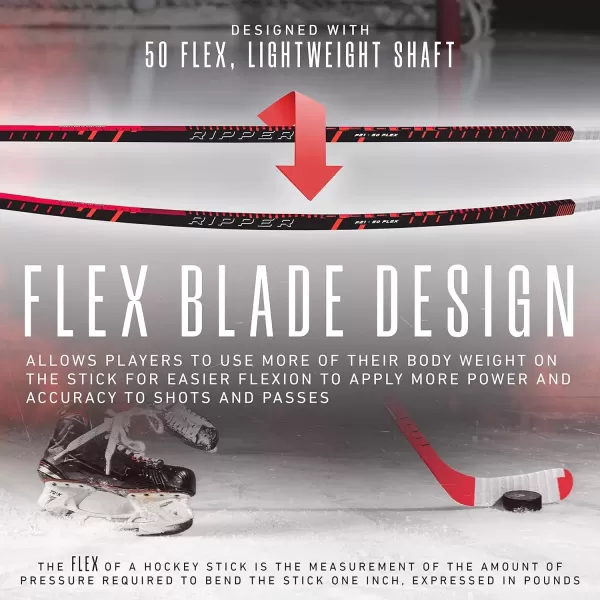 imageFranklin Sports Kids Ice Hockey Sticks  Ripper Junior  Youth Composite Hockey Sticks  Righty  Lefty 50Flex Ice Hockey Sticks  Textured Grip  55quot Inch  42quot Inch Youth Hockey SticksRed