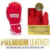 imageFranklin Sports MLB Batting Gloves  CFX Pro PRT Heavy Duty Protective Baseball  Softball Batting Gloves  Adult Padded Reinforced Leather Batting GlovesRed HiLite