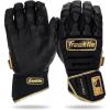 imageFranklin Sports MLB Batting Gloves  CFX Pro PRT Heavy Duty Protective Baseball  Softball Batting Gloves  Adult Padded Reinforced Leather Batting GlovesBlackGold