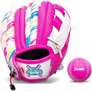 imageFranklin Sports Air Tech Adapt Series 85quot Teeball Glove Right Handed ThrowerWhitePink