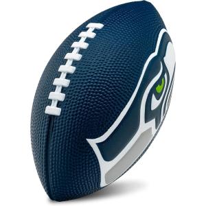 imageFranklin Sports NFL Team Foam Footballs  Soft Foam Youth Mini Footballs for All NFL Teams  Kids Junior 85quot Football  Air Pump Sets  Official NFL Licensed FootballSeattle Seahawks
