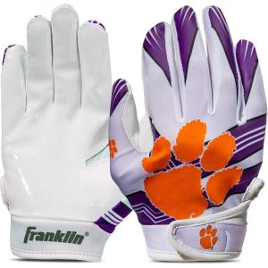 imageFranklin Sports Youth NCAA Football Receiver Gloves  Receiver Gloves for Kids  NCAA Team Logos and Silicone Palm  Youth Pair  Great for Games ampamp CostumesClemson Tigers