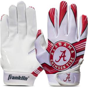 imageFranklin Sports Youth NCAA Football Receiver Gloves  Receiver Gloves for Kids  NCAA Team Logos and Silicone Palm  Youth Pair  Great for Games ampamp CostumesAlabama Crimson Tide