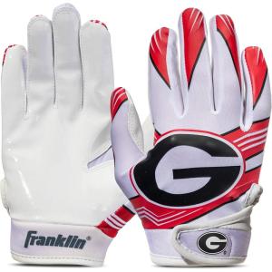 imageFranklin Sports Youth NCAA Football Receiver Gloves  Receiver Gloves for Kids  NCAA Team Logos and Silicone Palm  Youth Pair  Great for Games ampamp CostumesGeorgia Bulldogs