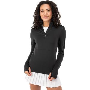imageFranklin Sports Womens 14 Zip Pickleball Pullover TopLong Sleeve Workout  Exercise ShirtLightweight ActivewearBlack
