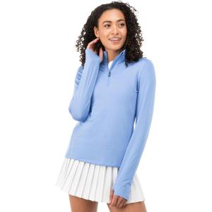 imageFranklin Sports Womens 14 Zip Pickleball Pullover TopLong Sleeve Workout  Exercise ShirtLightweight ActivewearBlue