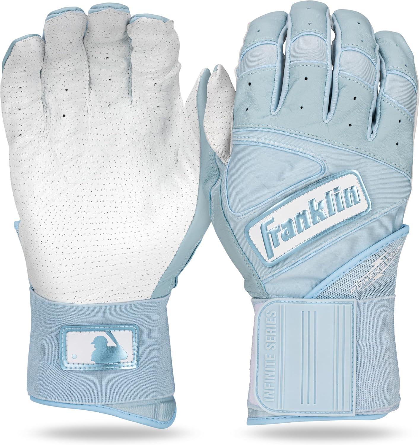 imageFranklin Sports MLB Batting Gloves  Infinite Powerstrap Baseball  Softball Long Cuff Batting Gloves  Adult  YouthCarolina Blue