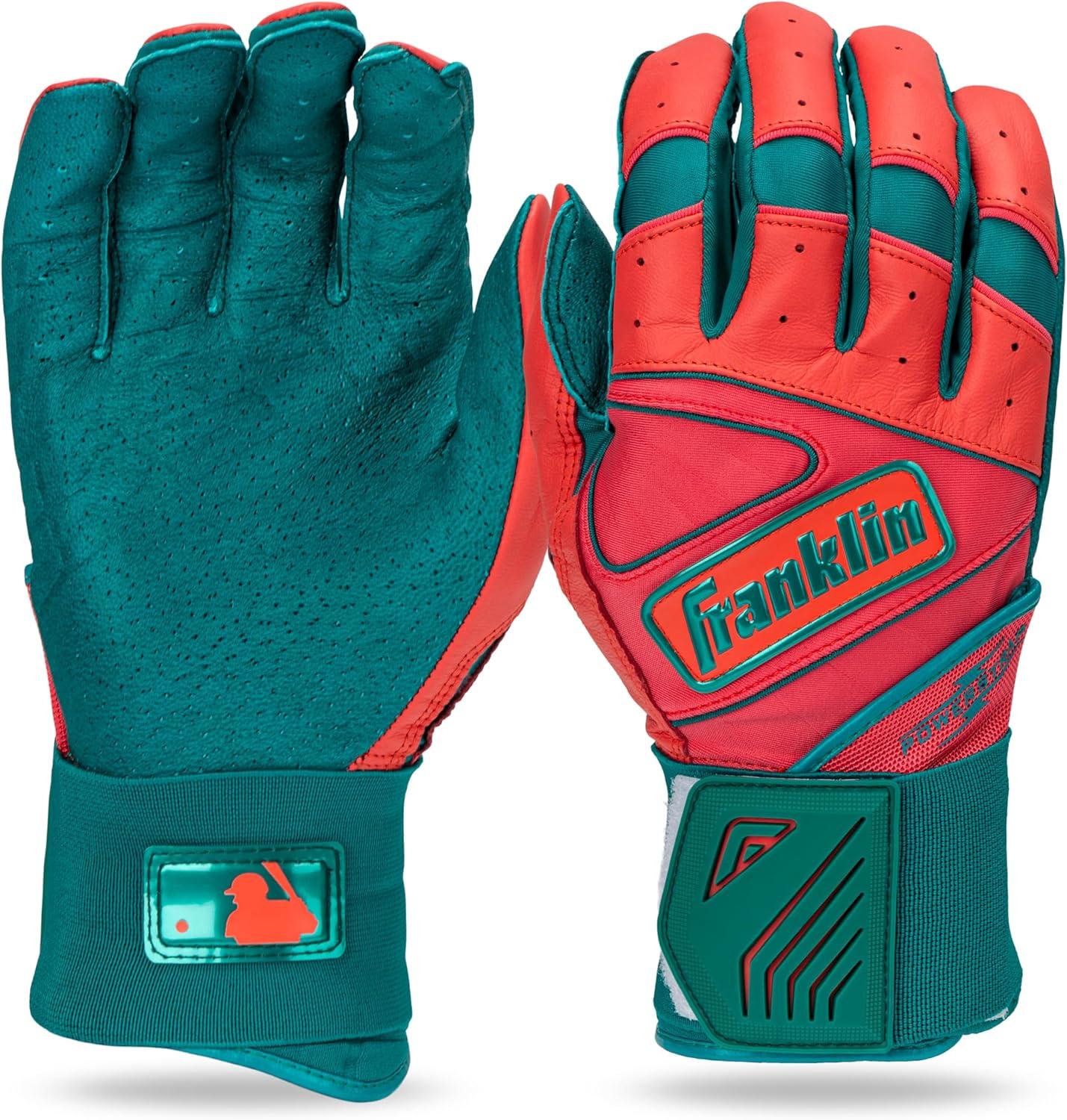 imageFranklin Sports MLB Batting Gloves  Infinite Powerstrap Baseball  Softball Long Cuff Batting Gloves  Adult  YouthTealCoral