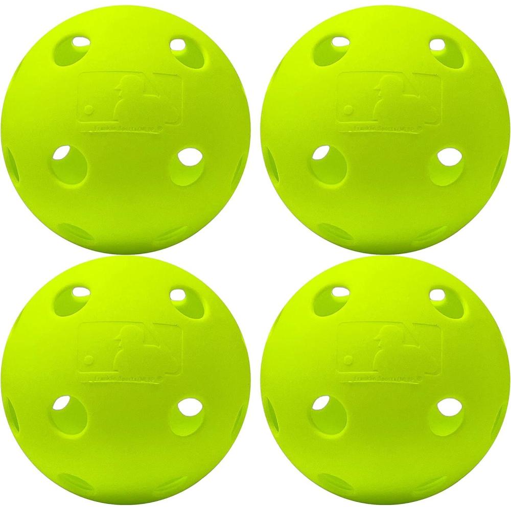 imageFranklin Sports IndestructABall Plastic Batting Practice Baseballs Softballs  Golf Balls  Training PacksYellow Pack of 4